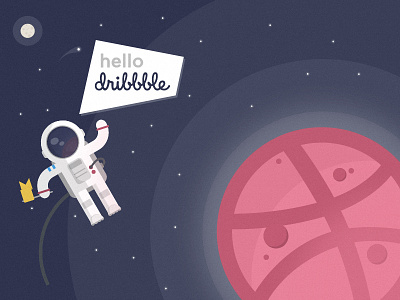 Hello Dribbble! astronaut debut dribbble first-shot hello illustration planet space