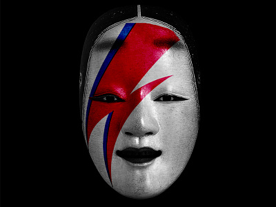 NOH MASK with Bowie painting alter ego bowie character classic japanese art japanese mask make up mask noh painting retro traditional