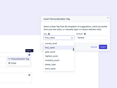 Insert Personalization Tags in OneSignal data message messaging onesignal personalization product design tag