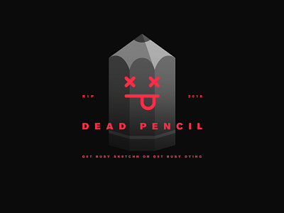 Dead Pencil 2d dead emoji greyscale icon logo mark pencil red symbol vector