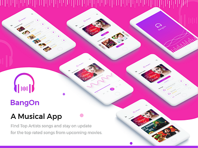 Bang On - A Music App app design best design best ui design colorful design creative app mobile app ui music app popular ui design ui design