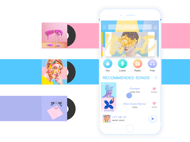 Music app app colorful fashion music ui ux