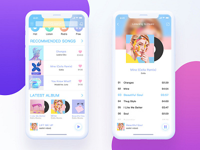 Music app app china colorful fashion music ui ux