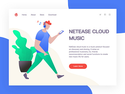 NetEase cloud music blue china green music red ui web