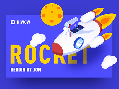 Rocket Tour 2.5D 2.5d china design hiwow，jondesigner illustration isometric rocket，moon technology ui，jon