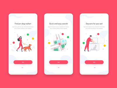 Dog Walker Pro Onboarding Screens app design dog dog care dog walking mobile ui onboarding pet care ui design