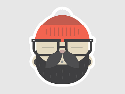 Hipster Santa Head beard character christmas flannel flat glasses hipster paperdoll santa vector