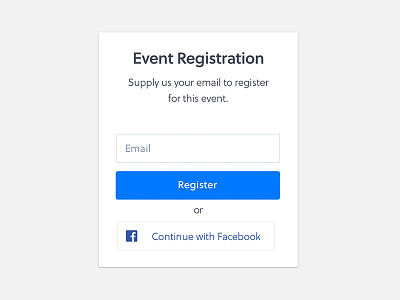 Event registration app card email facebook field login material pop up shadows ui ux web