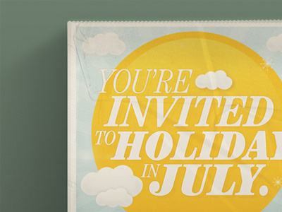 Holiday in July holiday illustration invite july news poster print retro sun vintage