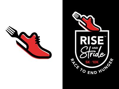 Rise and Stride-2 10k 5k badge branding fork logo marathon race run runner shoes