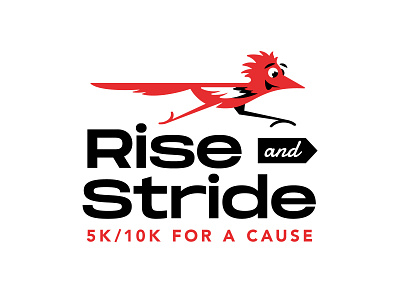 Rise and Stride-3 10k 5k bird branding feather flag lockup logo marathon race roadrunner run