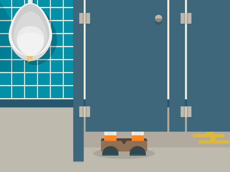 Pewp bathroom urinal poop flat illustration