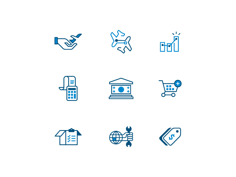 Aviation Icons buy finance wrench service hand aircraft plane icon