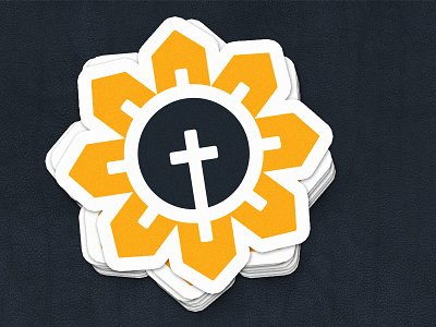 Community Sunflower church community cross house kansas logo sticker sunflower