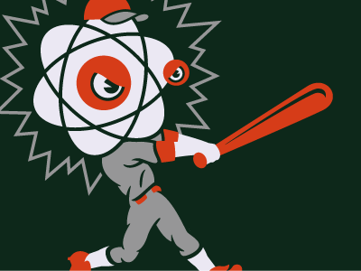 Atom Splitters atom atomic baseball man mascot sports logo