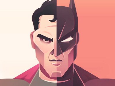 Bvs batman color comic hero polygon superhero superman vector