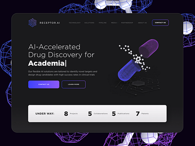 Branding + Website for medical Startup — Receptor Ai 3d 3dmax branding crypto illustration landingpage logo medical naming protein uidesign wedesign