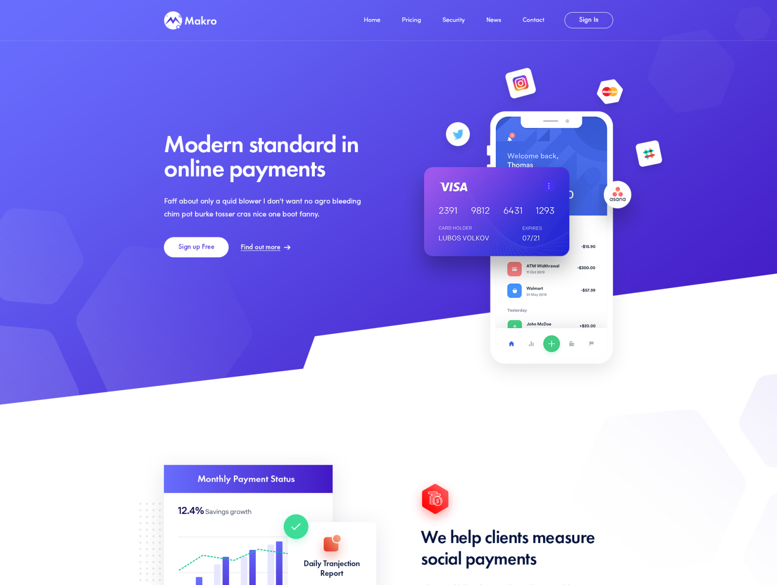 Makro -Payment App Landing Page by Ridoy Rock on Dribbble