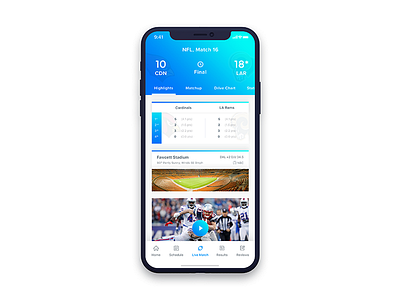 NFL Live Score app iphone x live score sports sports app ui ux