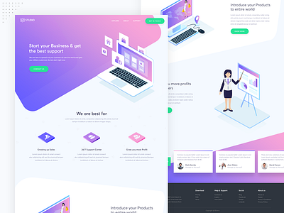 Start up Business Consultation Landing page clean creative homepage isometric landing page modern ui user experience user interface web web page