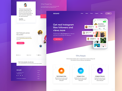 Get Instagram Followers Landing Page app app landing page design illustration landing page minimal modern ridoy rock typography ui user experience user interface ux web web design web landing page web page