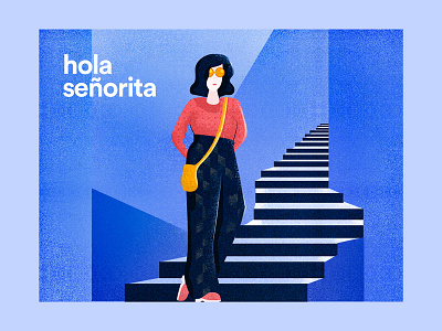 Hola Señorita Illustration girl illustration illustrator lady stairs vector