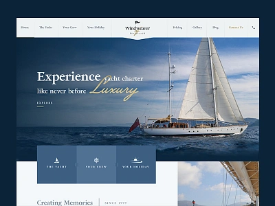 Windweaver Homepage Design boat charter holiday homepage design ocean sailboat sailing sailor sea ui design website design yacht yacht club yachts