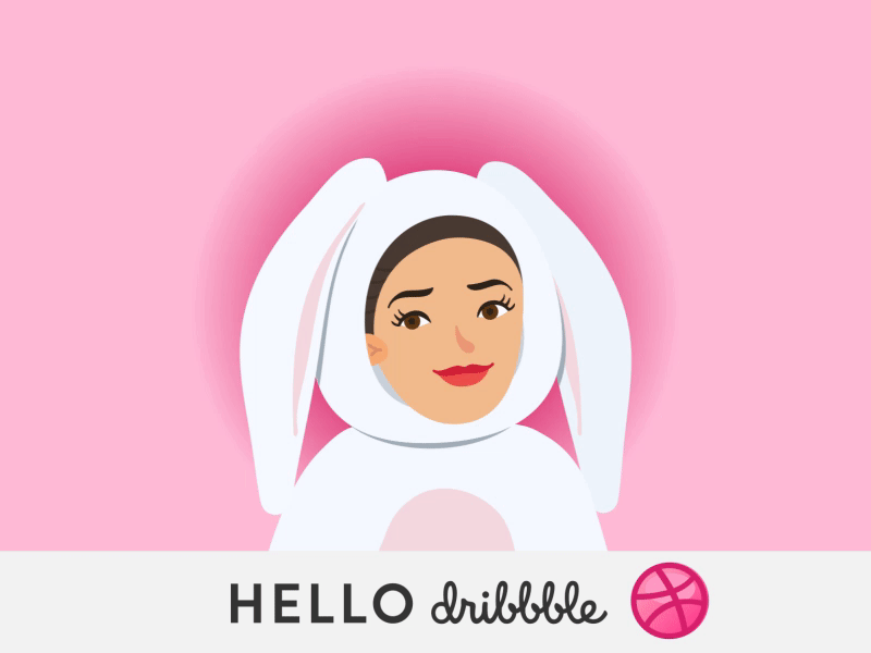 Hello Dribbble Kiss :* after effects animation bunny costume character hello kiss laughing