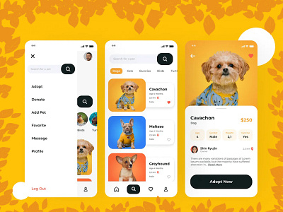 Online Pet Adoption and Care Store App Design app design pet care responsive design ui