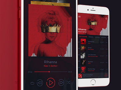 Music Red App app controls ios mobile music red ui uiux ux
