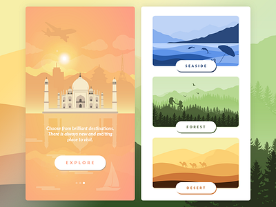 Travel App android app desert forest ios landscape mobile nature seaside travel ui ux