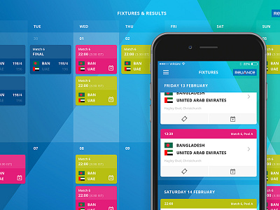 The Official ICC Cricket World Cup 2015 App - Fixtures & Results app calendar cricket cup device fixtures icc mobile tablet tickets tournament world