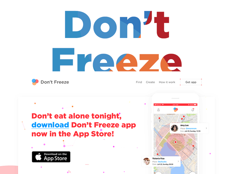 Don't Freeze App Concept app dating landing page meeting social web