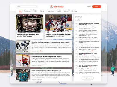 Get Hockey design hockey homepage ice hockey interface junior khl kids news nhl product sport ui ux web web design website
