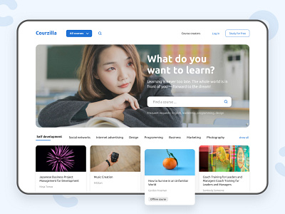Courzilla — What do you want to learn? courses design education interface learning learning platform product design study ui uidesign ux web website
