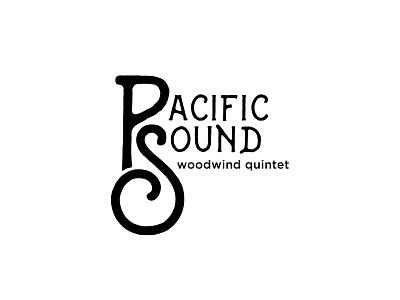PSWQ black and white design font freelance logo orchestra pacific sound ps quintet seattle type