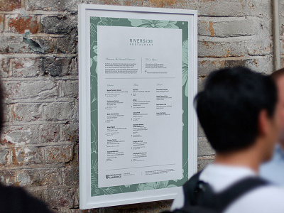 Riverside Restaurant Outdoor Menu art direction design graphic design menu design pattern print print design restaurant typography