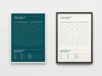 2017 Calendar Graphic Design Prints