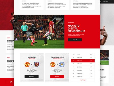 Man Utd Redesign Concept design football live man utd redesign responsive soccer ui webflow website website design
