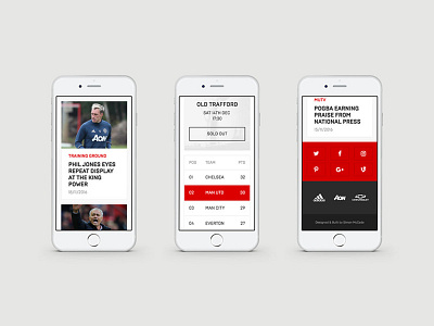 Man Utd Website Redesign Concept - Mobile design football live manutd redesign responsive soccer ui webflow website website design