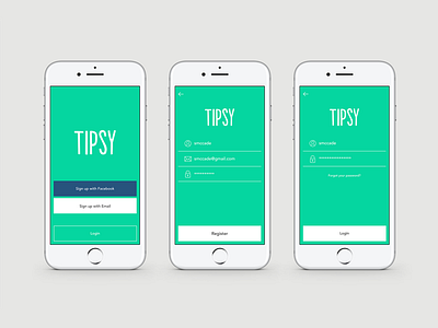 Tipsy - Mobile App Login app app design branding concept conceptual design mobile app organise social socialising ui ui design