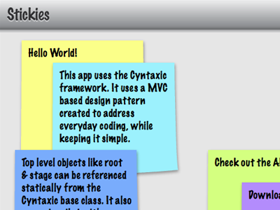 Stickies app demo flash framework