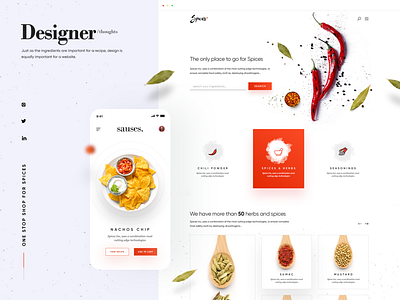 Spices and Recipes Website Design and Branding brand design branding clean ui design food website logodesign minimal design modern packaging modern website packaging website concept website design