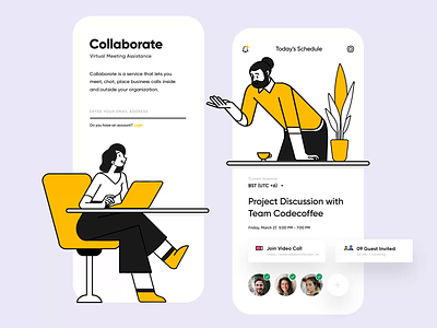 Daily Meeting App clean ui collaboration covid19 meeting app mobile app mobile design modern ui schedule app task management work collaboration app workfromhome