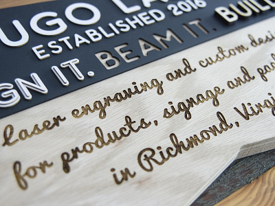 Kugo Lobby Sign cut design designer engrave kugo laser logo product richmond rva signage signmaking wayfinding wood