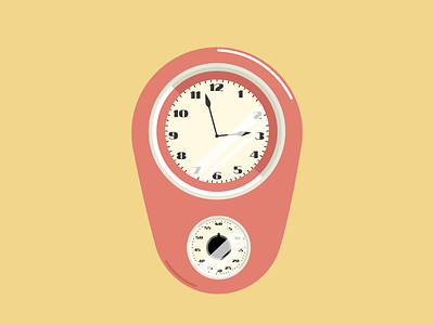 WIP - Vintage Wall Clock 60s hour icon illustration living room retro timer vintage wall clock wip