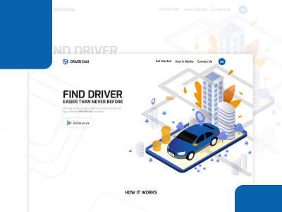 DRIVER CHAI LANDING PAGE app branding cover landing page mockup uiux website