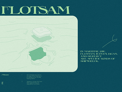 Flotsam adobe illustrator blue debris design glossary graphic graphic design halftone illustration line drawing modern procreate seafoam typography