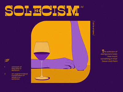 Solecism adobe illustrator design glossary gold graphic graphic design halftone illustration line drawing manners modern procreate purple solecism typography