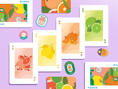 Citric Acid Deck of Cards adobe illustrator cards citrus color design fruit grapefruit graphic graphic design illustration joker juice lemon lime orange paint painting procreate stickers